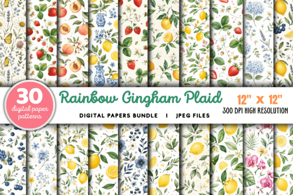 Download Rainbow Gingham Plaid Digital Papers - Premium Resources