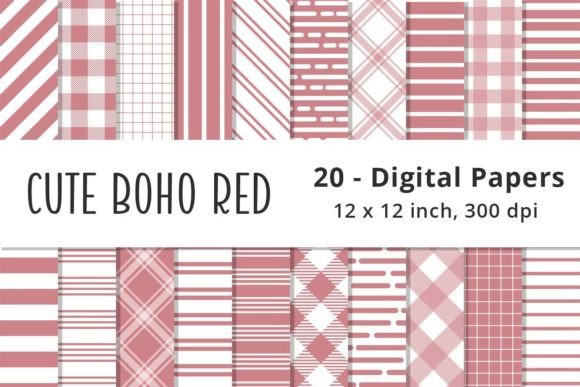 Download Cute Boho Red Stripes Scrapbook Papers - Scrapbook Collection