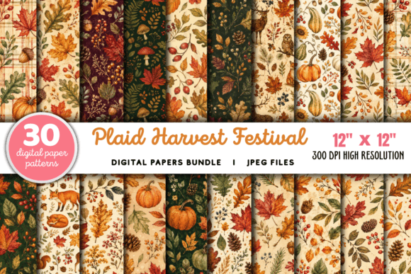 Download Plaid Harvest Festival Digital Papers - Premium Resources