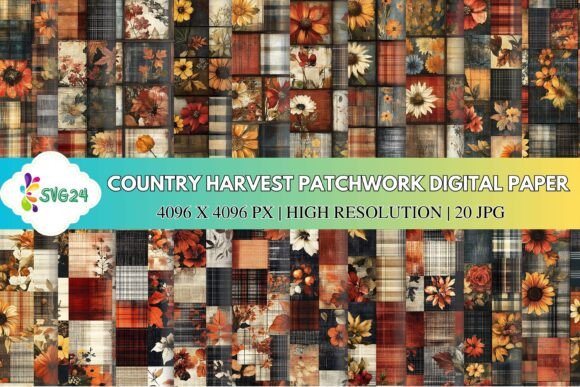 Download Country Harvest Patchwork Digital Paper - Premium Resources