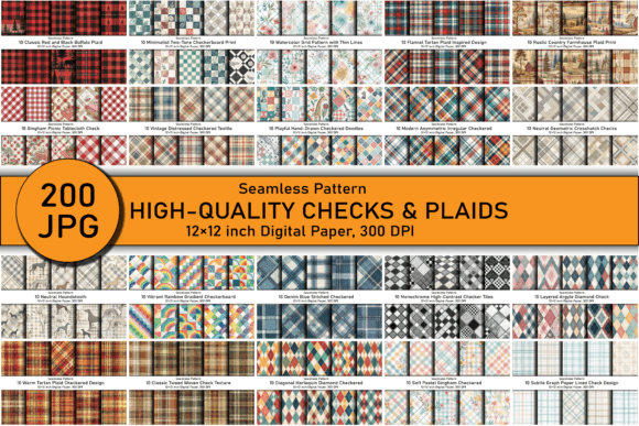 Download 200 Checks &amp; Plaids Digital Patterns - Premium Resources