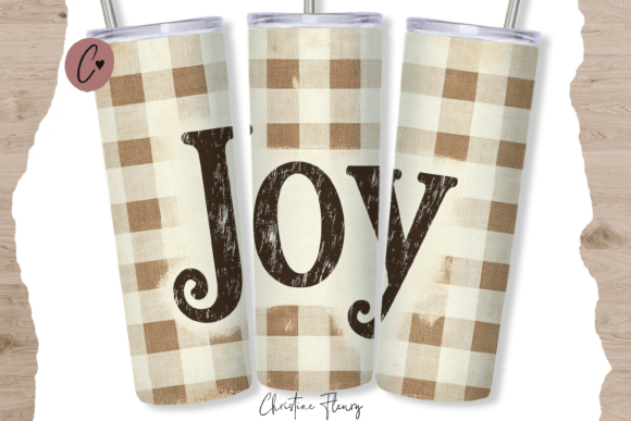 Download Farmhouse Plaid Joy Tumbler Wrap PNG - Premium Resources