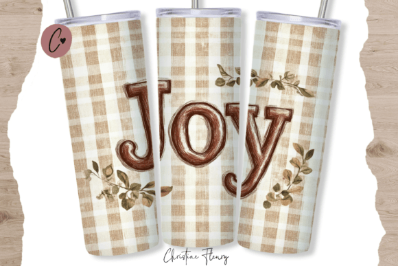 Download Farmhouse Plaid Joy Tumbler Wrap PNG - Premium Resources