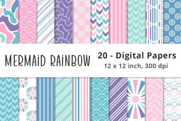 Download Mermaid Rainbow Scrapbook Paper Patterns - Scrapbook Collection