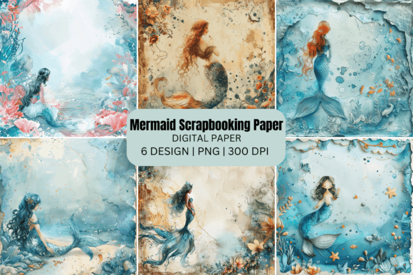 Download Mermaid Scrapbooking Paper Background - Scrapbook Collection