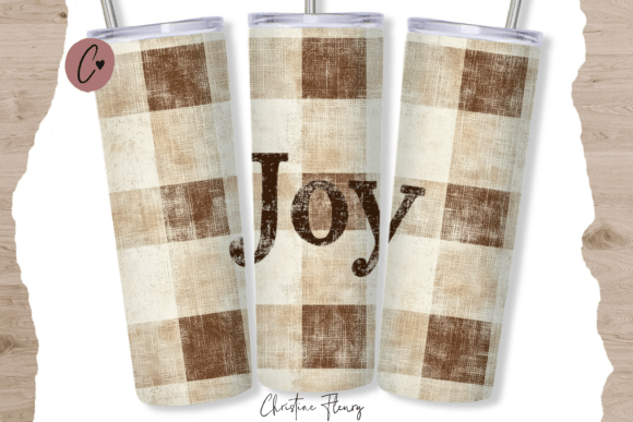 Download Farmhouse Plaid Joy Tumbler Wrap PNG - Premium Resources