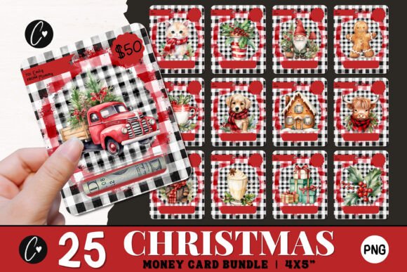 Download Farmhouse Plaid Christmas Money Cards - Premium Resources